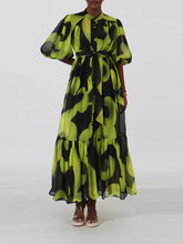 puff-sleeve tiered maxi dress with abstract print – ZARA